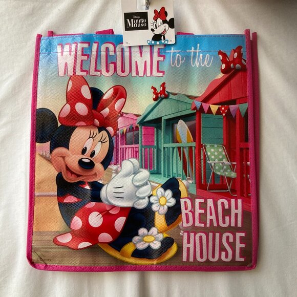 Disney Minnie Mouse Welcome to the Beach House Shopper Tote Bag Grocery Shopping - Picture 2 of 8